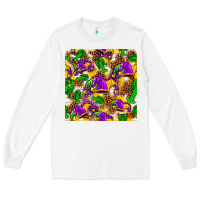 White Mardi Gras jester had and crawfish with leopard pa Long Sleeve Tee - HowdyJamesFarm