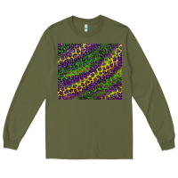 Army Green mardi gras leopard Long Sleeve Tee - RanaPortraitStore