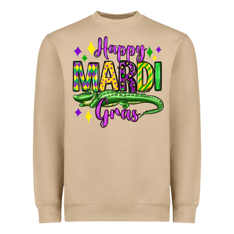 Happy Mardi Gras Alligator Olivia Heavyweight Sweatshirt by OliviaCreatesArt | Teevron