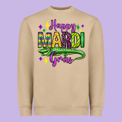 Happy Mardi Gras Alligator Olivia Heavyweight Sweatshirt Designed By Oliviacreatesart
