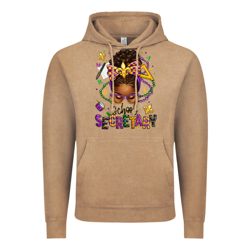 Mardi Gras School Secretary Afro Messy Bun Vintage Hoodie by texasbilliewilder | Teevron
