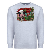 Heather Grey merry christmas cow Premium Sweatshirt - CowhideDigitalArt