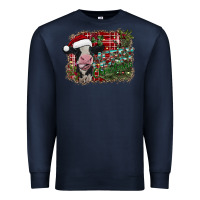 Navy merry christmas cow Premium Sweatshirt - CowhideDigitalArt