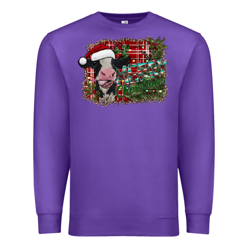 Merry Christmas Cow Premium Sweatshirt by CowhideDigitalArt | Teevron