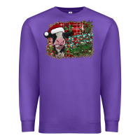 Purple merry christmas cow Premium Sweatshirt - CowhideDigitalArt