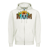 Oatmeal Heather football mom Zipper Hoodie - BundleAndBundleShop