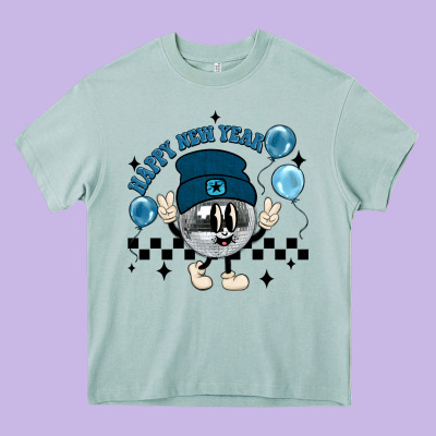 Happy New Year Disco Ball Heavy Core Tee Designed By Maliassmallbusiness