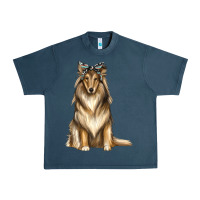 Midnight Navy collie with bandanna Urban Heavy Tee - texasbilliewilder