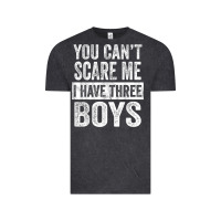 Vintage Black You Can't Scare Me I Have Three Boys Funny Sons Mom Dad Gift Vintage Tee - DesignPulse