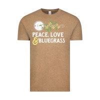 Vintage Coffee peace , love & bluegrass   banjo nature vines illu Vintage Tee - DesignPulse