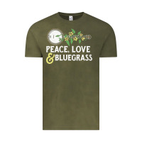 Vintage Olive peace , love & bluegrass   banjo nature vines illu Vintage Tee - DesignPulse