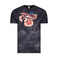 Cloud Black american flag with pig Vintage Tee - RanaPortraitStore