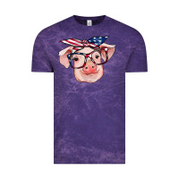 Cloud Purple american flag with pig Vintage Tee - RanaPortraitStore