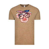 Vintage Coffee american flag with pig Vintage Tee - RanaPortraitStore