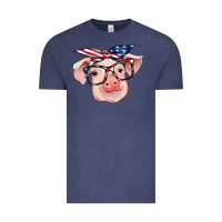 Vintage Denim american flag with pig Vintage Tee - RanaPortraitStore