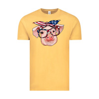 Vintage Mustard american flag with pig Vintage Tee - RanaPortraitStore