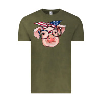 Vintage Olive american flag with pig Vintage Tee - RanaPortraitStore