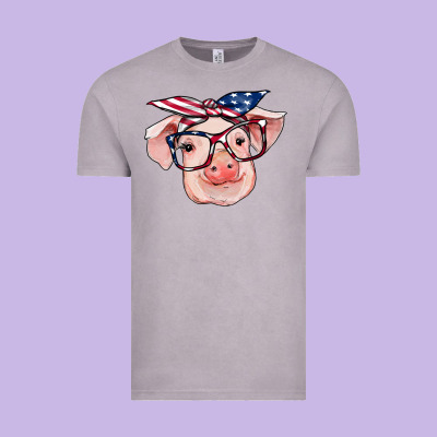 American Flag With Pig Vintage Tee Designed By Ranaportraitstore