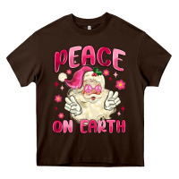Chocolate Brown peace on earth Heavy Core Tee - MaliasSmallBusiness