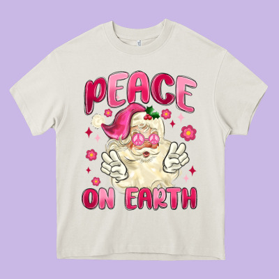 Peace On Earth Heavy Core Tee Designed By Maliassmallbusiness