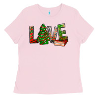 Bubblegum Pink Love Christmas tree cake Ladies Tee - NancyCooperArtShop