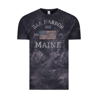 Cloud Black Bar Harbor Maine USA American Flag Established ME Vintage Vintage Tee - PixelWave