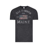 Vintage Black Bar Harbor Maine USA American Flag Established ME Vintage Vintage Tee - PixelWave