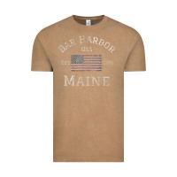 Vintage Coffee Bar Harbor Maine USA American Flag Established ME Vintage Vintage Tee - PixelWave