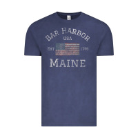 Vintage Denim Bar Harbor Maine USA American Flag Established ME Vintage Vintage Tee - PixelWave