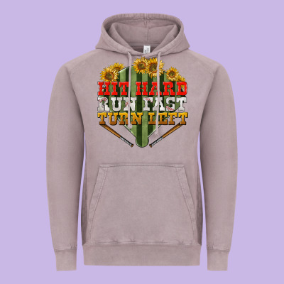 Hit Hard Run Fast Turn Left Vintage Hoodie Designed By Nancycooperartshop
