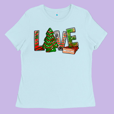 Love Christmas Tree Cake Ladies Tee Designed By Nancycooperartshop