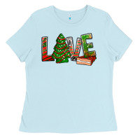 Baby Blue Love Christmas tree cake Ladies Tee - NancyCooperArtShop