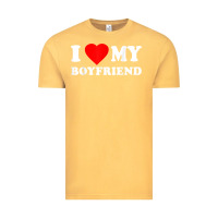 Vintage Mustard I Love My Boyfriend T-Shirt Vintage Tee - PixelWave