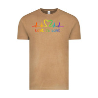 Vintage Camel LGBT Love Rainbow Heartbeat Vintage Tee - PixelWave