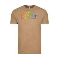 Vintage Coffee LGBT Love Rainbow Heartbeat Vintage Tee - PixelWave