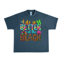Midnight Navy Life is better at the beach Urban Heavy Tee - NancyCooperArtShop