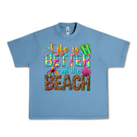 Pebble Blue Life is better at the beach Urban Heavy Tee - NancyCooperArtShop