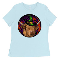 Halloween Highland Cow Round Ladies Tee | Teevron