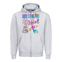 Heather Grey birthday girl 5 Zipper Hoodie - BundleAndBundleShop