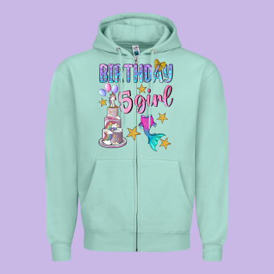 Birthday Girl 5 Zipper Hoodie Designed By Bundleandbundleshop