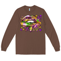 Chestnut Mardi Gras lips Long Sleeve Tee - HowdyJamesFarm
