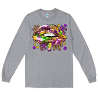 Heather Grey Mardi Gras lips Long Sleeve Tee - HowdyJamesFarm