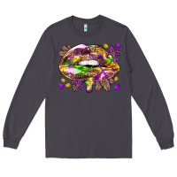 Smoke Mardi Gras lips Long Sleeve Tee - HowdyJamesFarm