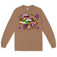 Toasted Coconut Mardi Gras lips Long Sleeve Tee - HowdyJamesFarm