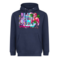 Navy bea flamingo in a flock of pigeons Heavyweight Hoodie - CowhideDigitalArt