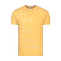 Vintage Mustard i'm  going to  hell in  every  religion Vintage Tee - Craftify