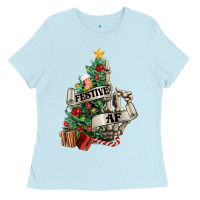 Baby Blue Festive af Christmas middle finger Ladies Tee - NancyCooperArtShop