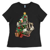 Black Festive af Christmas middle finger Ladies Tee - NancyCooperArtShop