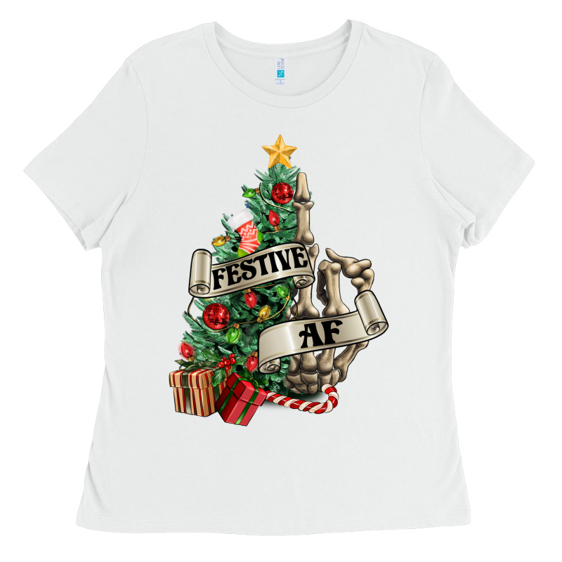 Festive Af Christmas Middle Finger Ladies Tee by NancyCooperArtShop | Teevron