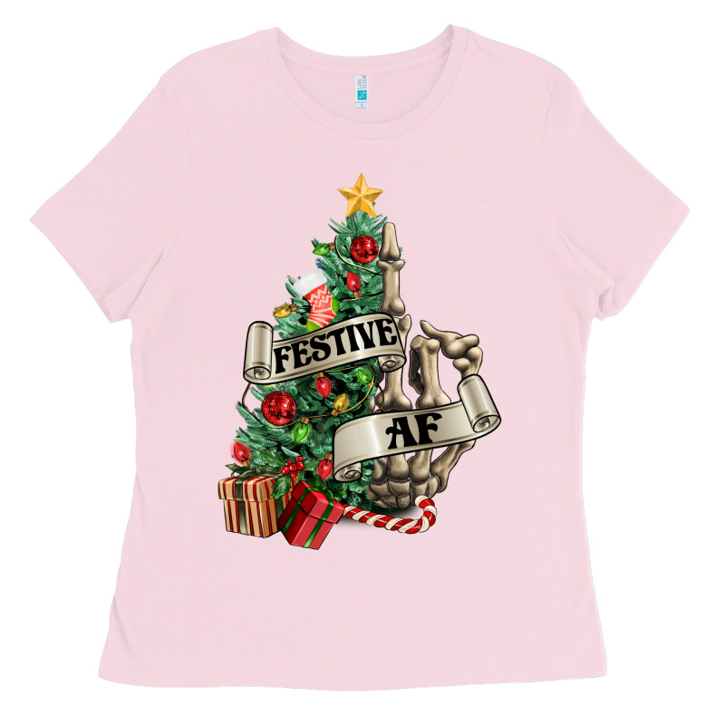 Festive Af Christmas Middle Finger Ladies Tee by NancyCooperArtShop | Teevron